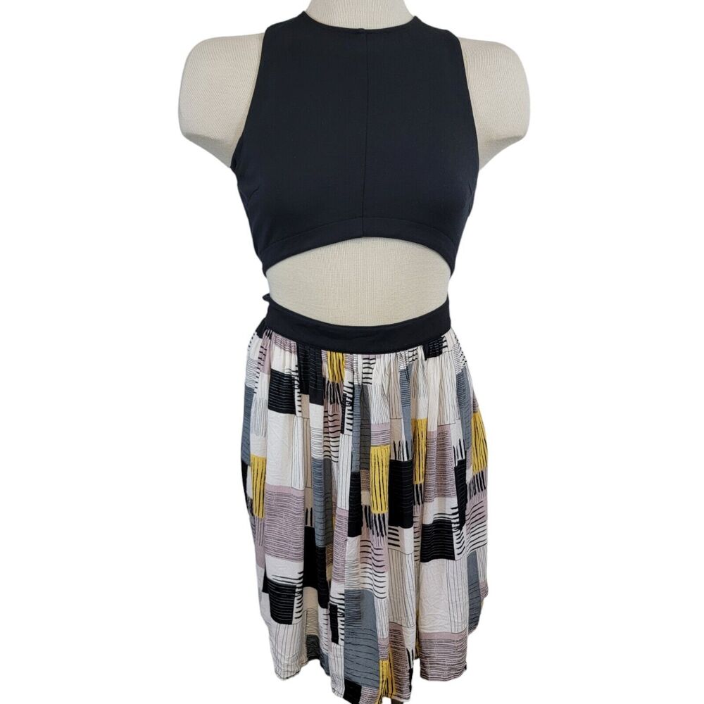 Alice + UO Urban Outfitters Dress Womans Medium Black Cut Out Pleated Open Front